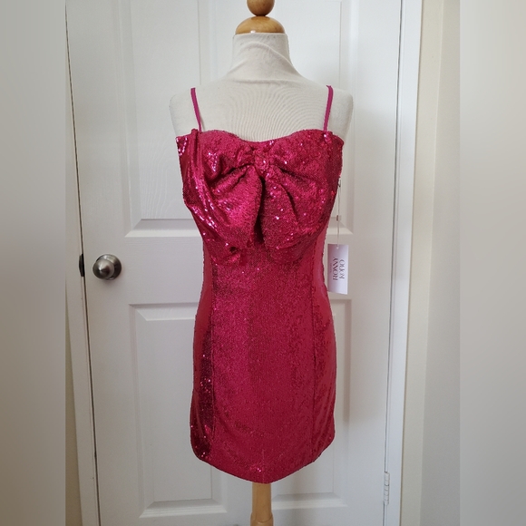Ronny Kobo Linsay Pink Sparkle Sequins Cocktail Mini Dress Women's Size Medium - Picture 1 of 11